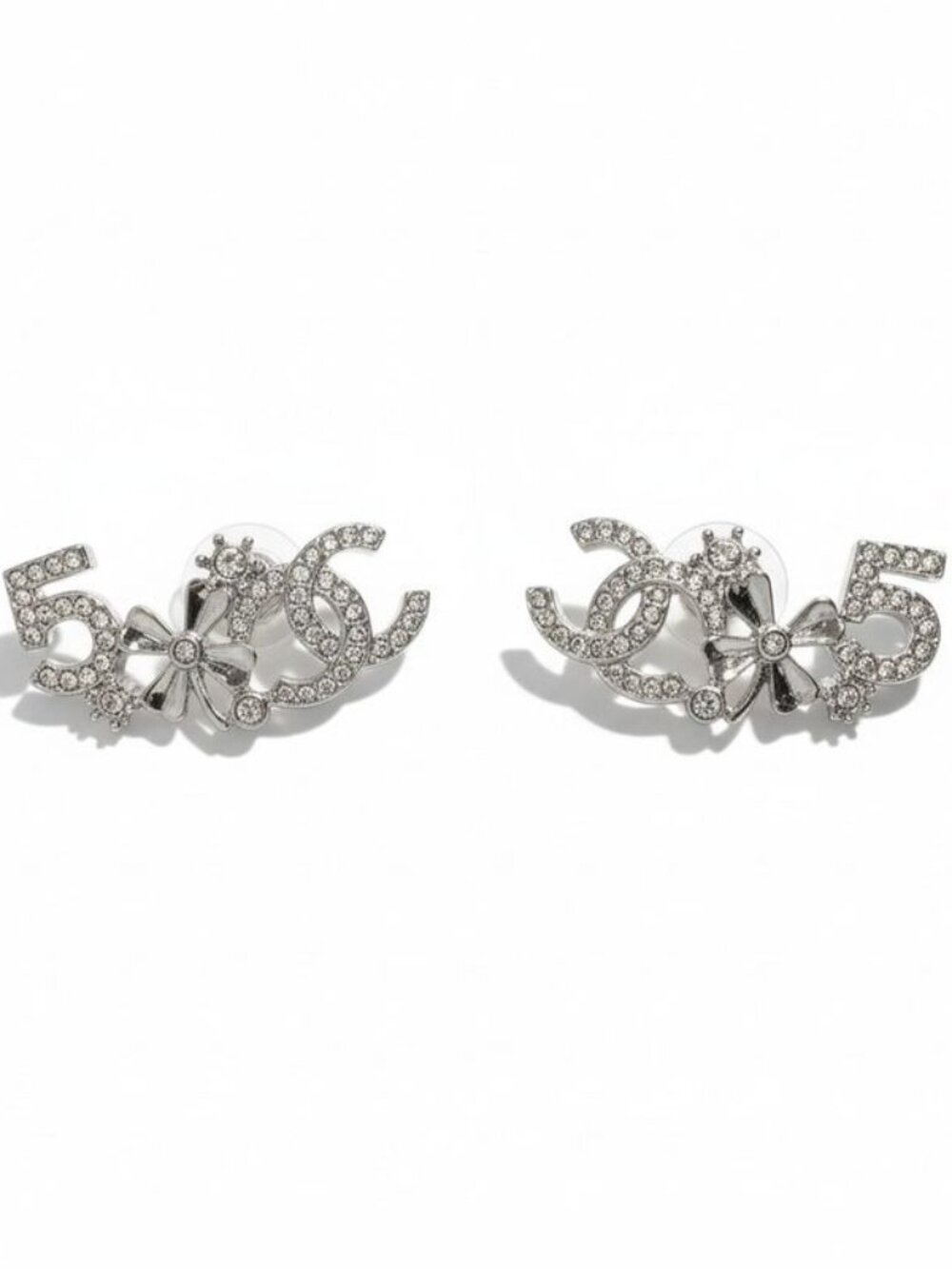 Chanel C4 No5 CC Logo Rhinestone Earrings